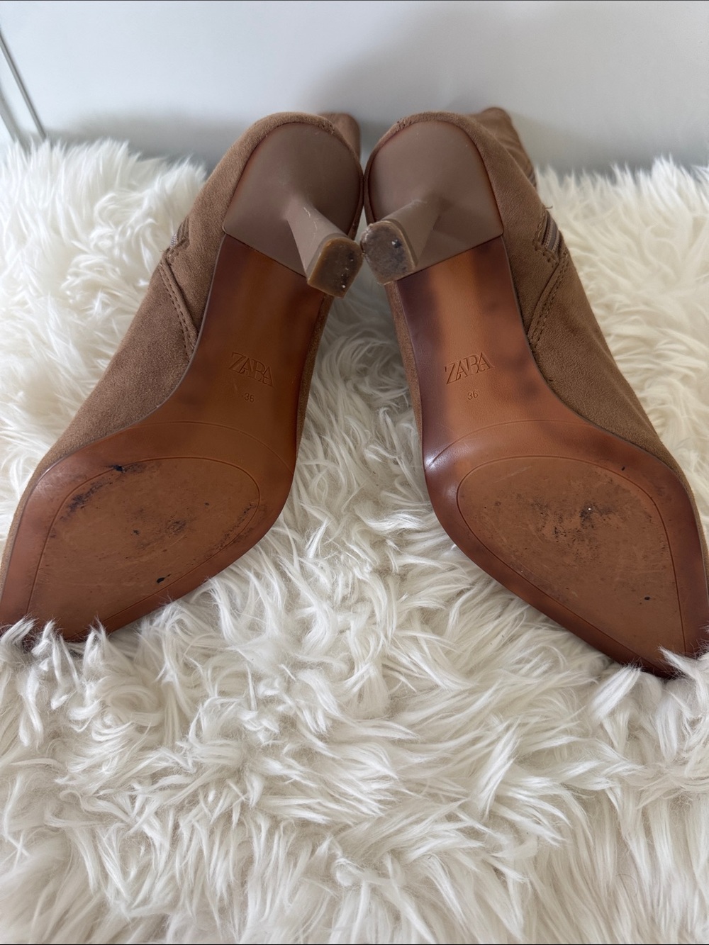 Zara Brown Suede Pointed-Toe Stiletto Ankle Boots - Picture 4 of 5